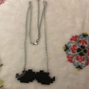 Pixelated Mustache Necklace